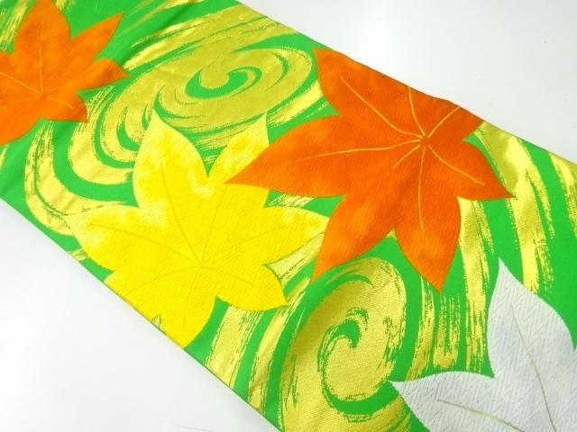 JAPANESE KIMONO / VINTAGE HIRAKI NAGOYA OBI / SILK / WOVEN TATSUTAGAWA PATTERN